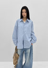 (UNISEX) Blton Loose Fit Striped Shirt