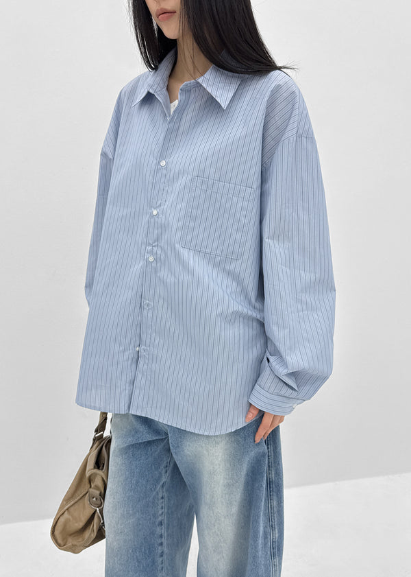 (UNISEX) Blton Loose Fit Striped Shirt