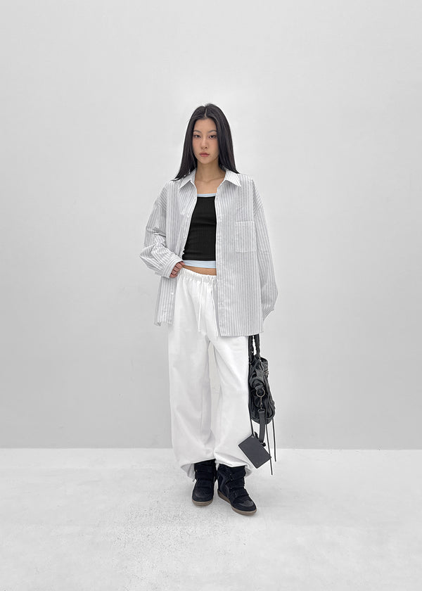 (UNISEX) Blton Loose Fit Striped Shirt