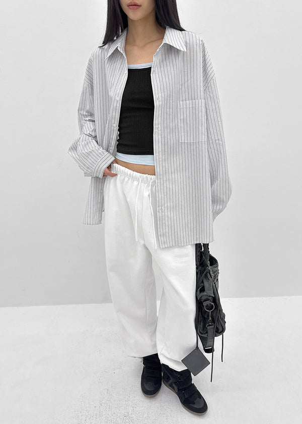 (UNISEX) Blton Loose Fit Striped Shirt