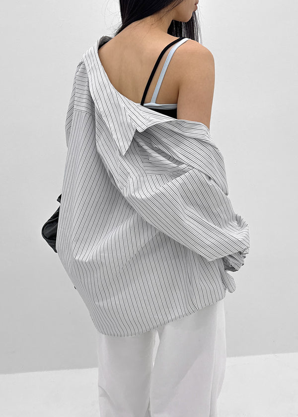 (UNISEX) Blton Loose Fit Striped Shirt