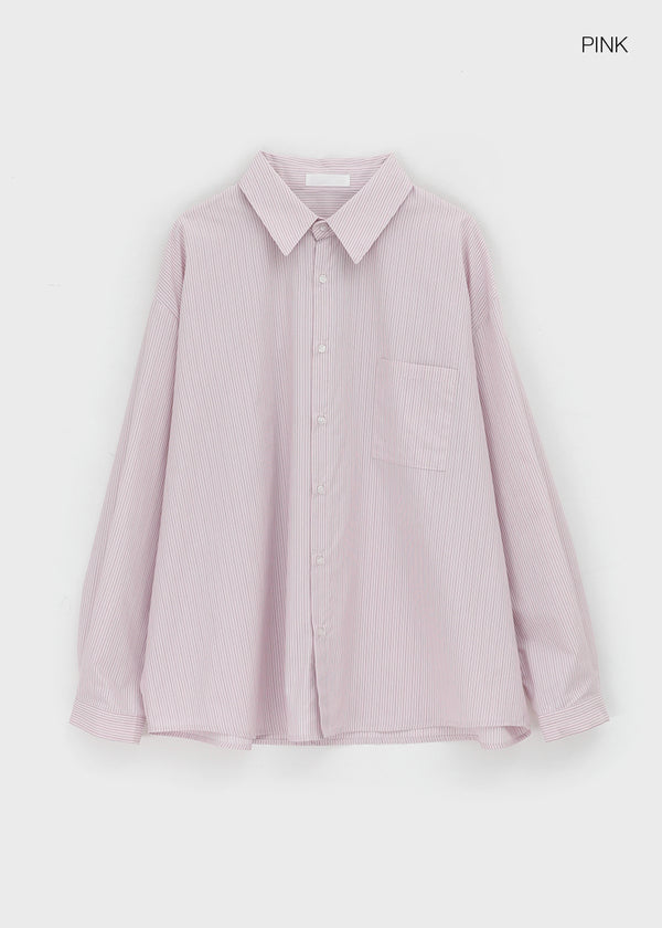 (UNISEX) Blton Loose Fit Striped Shirt