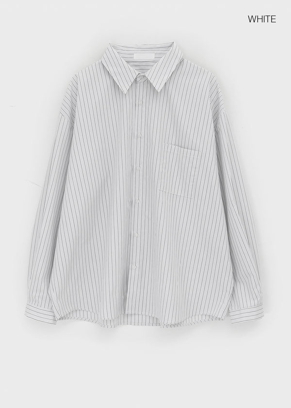 (UNISEX) Blton Loose Fit Striped Shirt