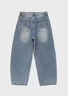 (UNISEX) Sentip Washed Wide Balloon Denim Pants