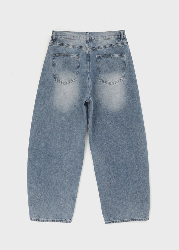 (UNISEX) Sentip Washed Wide Balloon Denim Pants