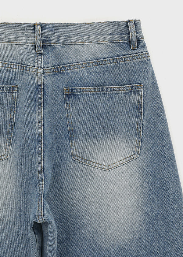(UNISEX) Sentip Washed Wide Balloon Denim Pants