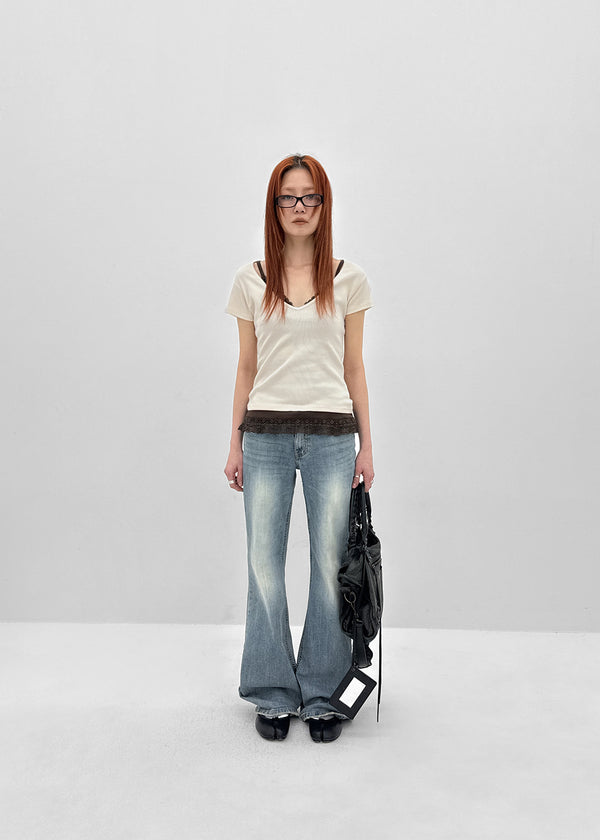 Romhat Low-waist Washed Bootcut Denim Pants