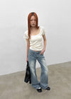 Romhat Low-waist Washed Bootcut Denim Pants
