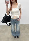Romhat Low-waist Washed Bootcut Denim Pants