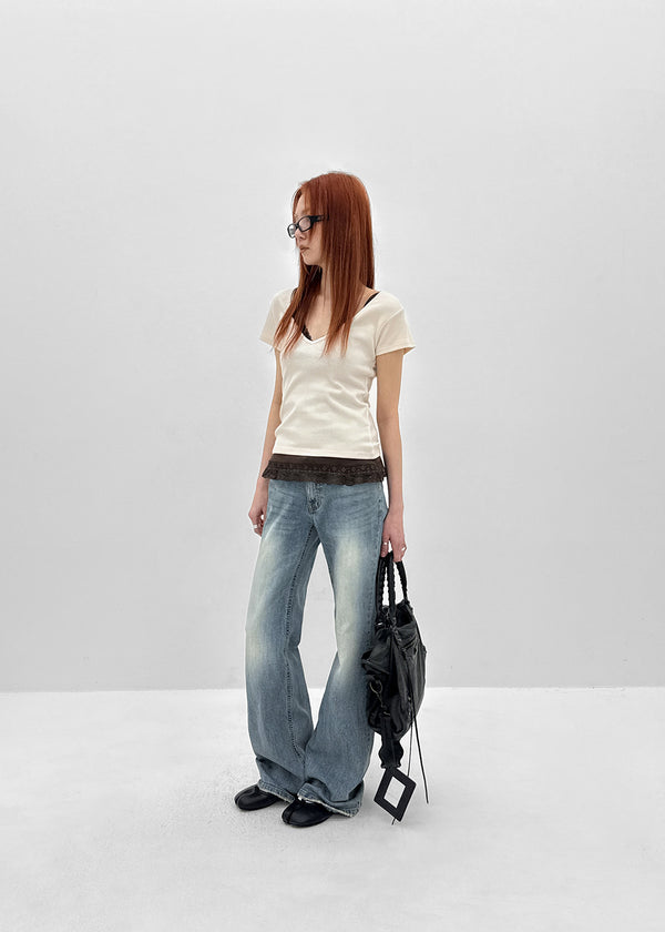 Romhat Low-waist Washed Bootcut Denim Pants