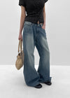 Pohner Low-waist Washed Denim Pants