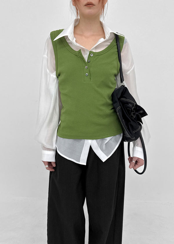 Dent Button U-neck Sleeveless