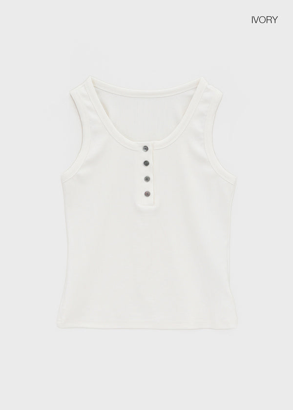 Dent Button U-neck Sleeveless