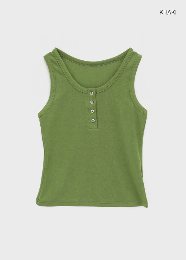 Dent Button U-neck Sleeveless