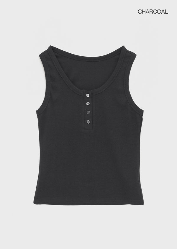 Dent Button U-neck Sleeveless