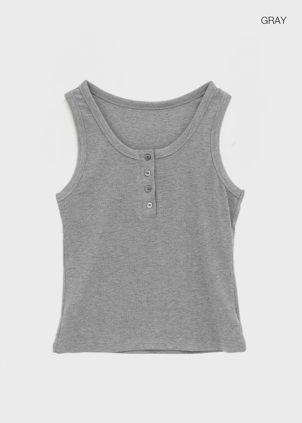 Dent Button U-neck Sleeveless