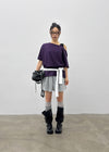 Posiku Unbalanced Off-shoulder Short Sleeve Tee
