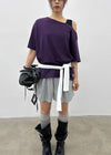 Posiku Unbalanced Off-shoulder Short Sleeve Tee