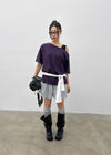 Posiku Unbalanced Off-shoulder Short Sleeve Tee