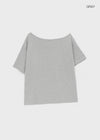 Posiku Unbalanced Off-shoulder Short Sleeve Tee