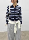 Pju Striped Round Knit Cardigan