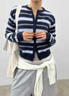 Pju Striped Round Knit Cardigan