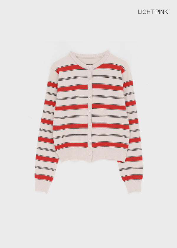 Pju Striped Round Knit Cardigan