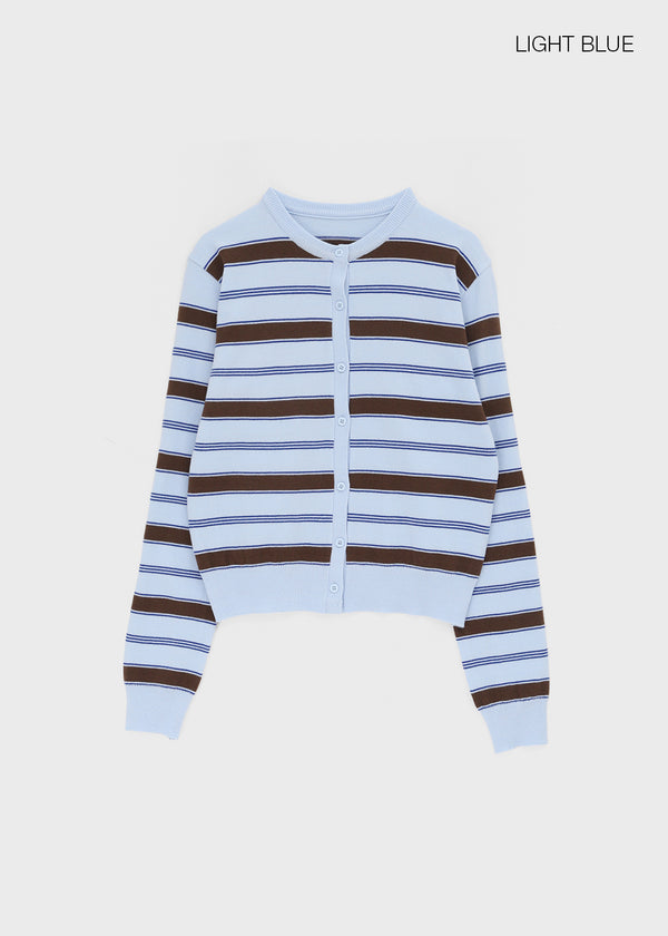 Pju Striped Round Knit Cardigan