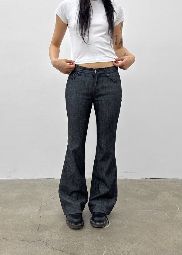 Lizette Non-faded Back Pocket Raw Denim Bootcut Pants