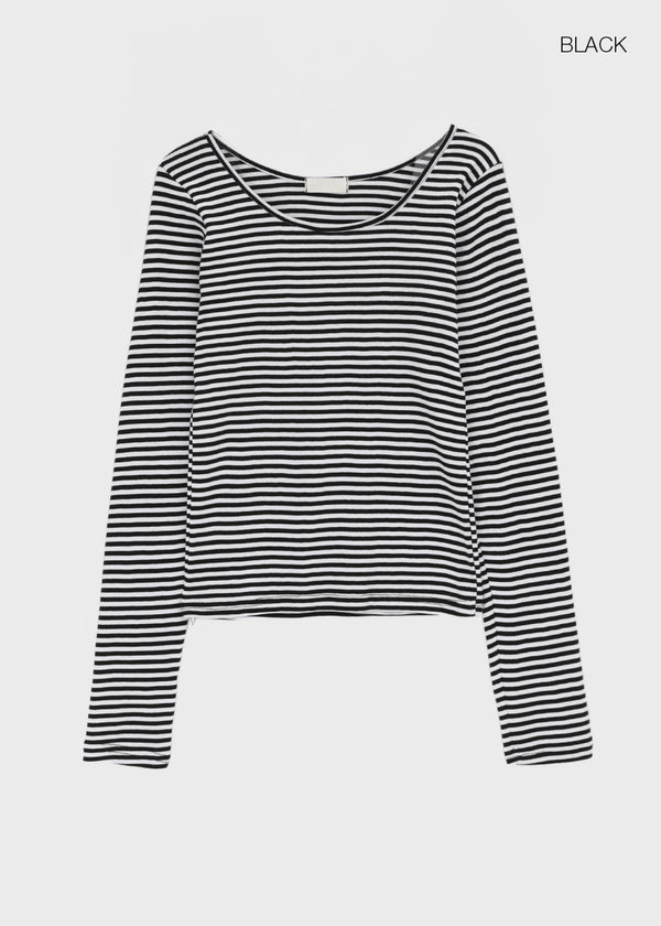 Luano Striped Round Neck Long Sleeve T-shirt