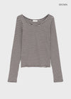Luano Striped Round Neck Long Sleeve T-shirt