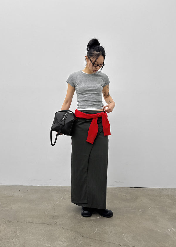 Moshipi Slit Shirring Long Skirt