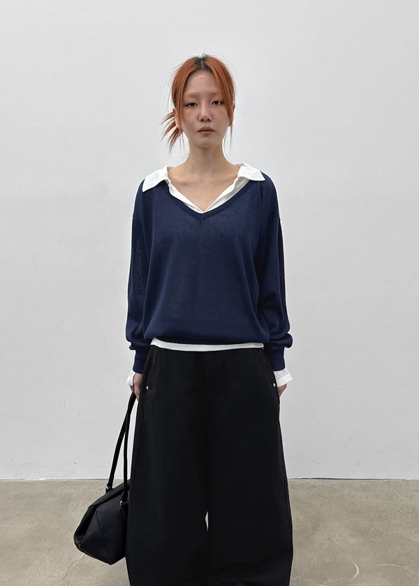 Beniron Slim Collared Long Sleeve Tee