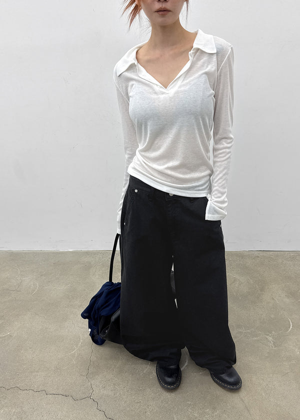 Beniron Slim Collared Long Sleeve Tee