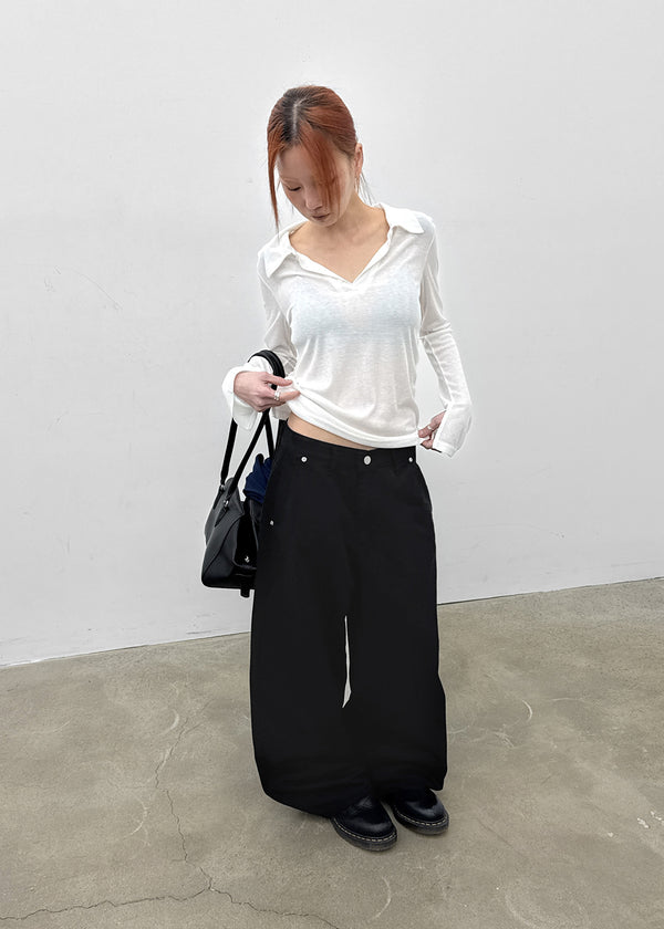 Beniron Slim Collared Long Sleeve Tee