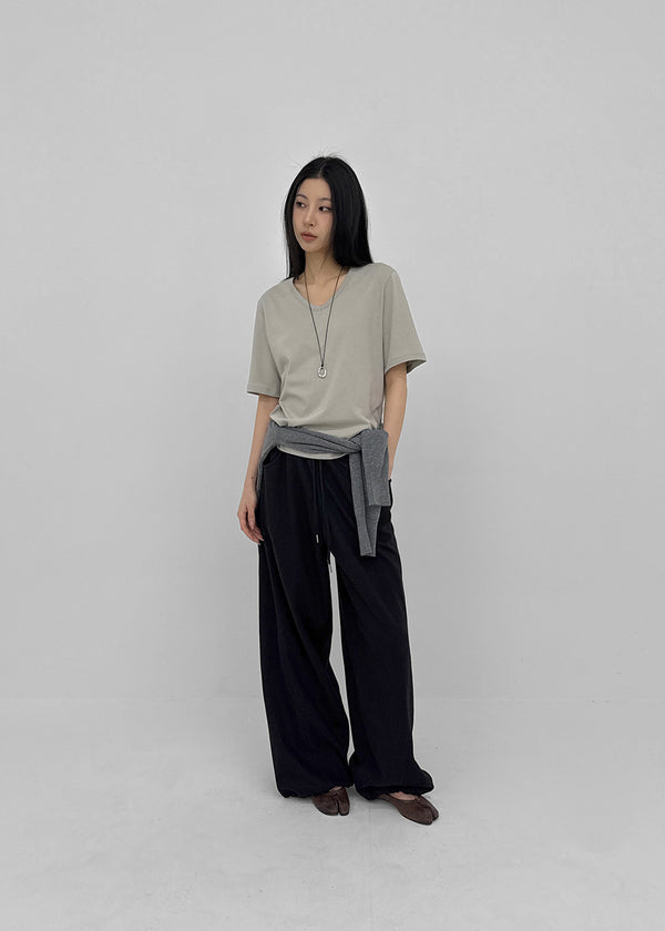 Bencals Washed Cotton V-neck Short Sleeve Tee