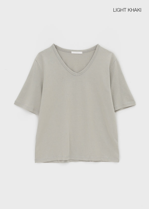 Bencals Washed Cotton V-neck Short Sleeve Tee