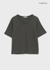 Bencals Washed Cotton V-neck Short Sleeve Tee