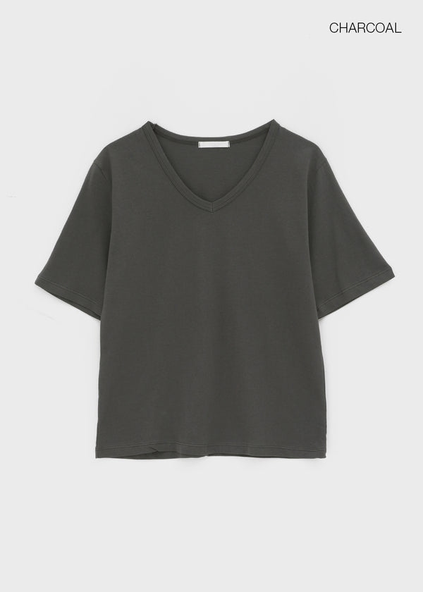 Bencals Washed Cotton V-neck Short Sleeve Tee