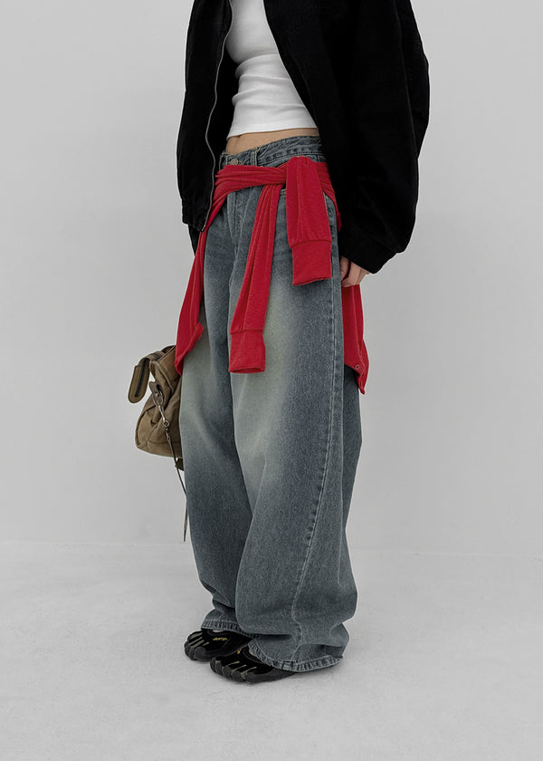 Dession Bijou Semi-balloon Wide Denim Pants