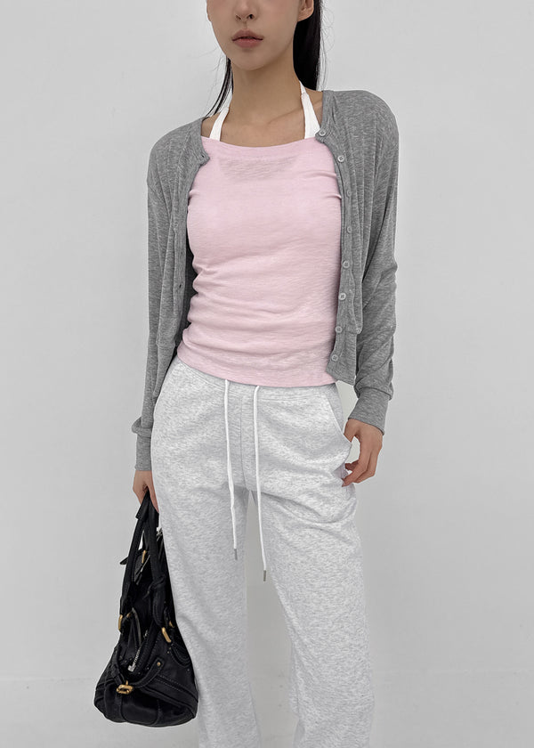 Naring See-through Round Neck Cardigan