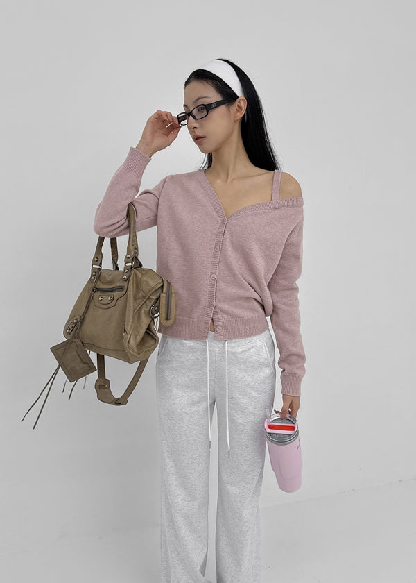 Ratmiss One-shoulder Knit Cardigan