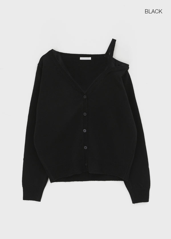 Ratmiss One-shoulder Knit Cardigan