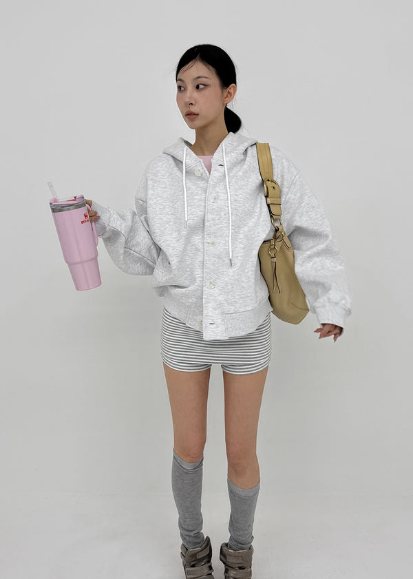 T-god Double Cotton Overfit Hooded Button Cardigan