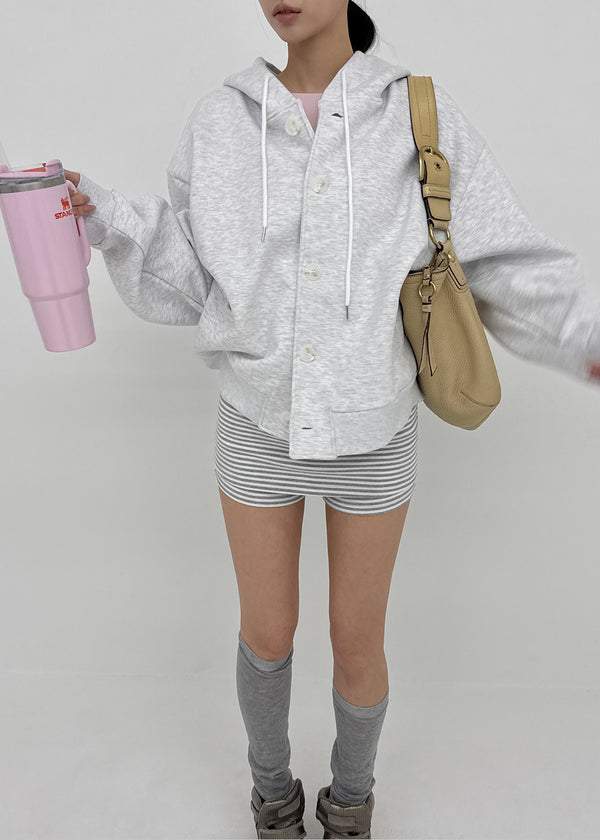 T-god Double Cotton Overfit Hooded Button Cardigan