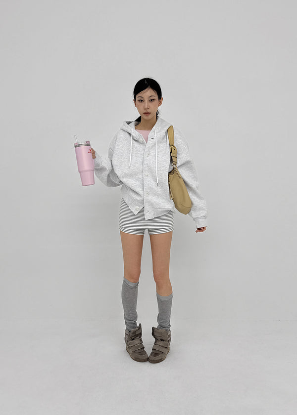 T-god Double Cotton Overfit Hooded Button Cardigan