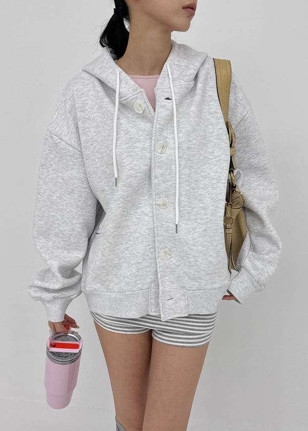 T-god Double Cotton Overfit Hooded Button Cardigan