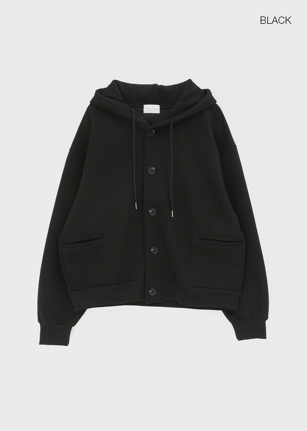 T-god Double Cotton Overfit Hooded Button Cardigan