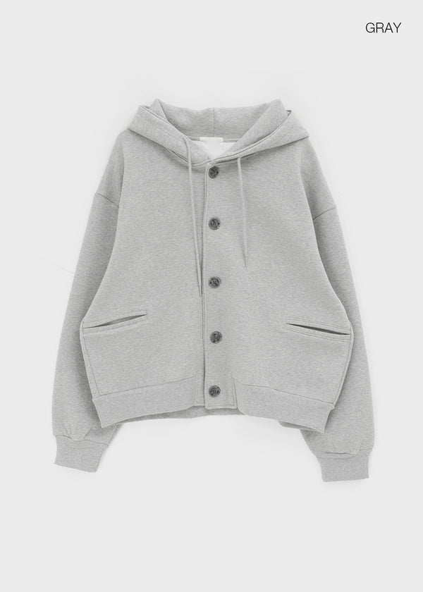 T-god Double Cotton Overfit Hooded Button Cardigan