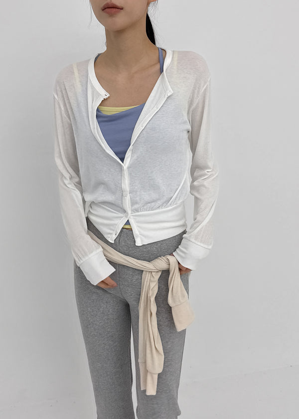 Naring See-through Round Neck Cardigan